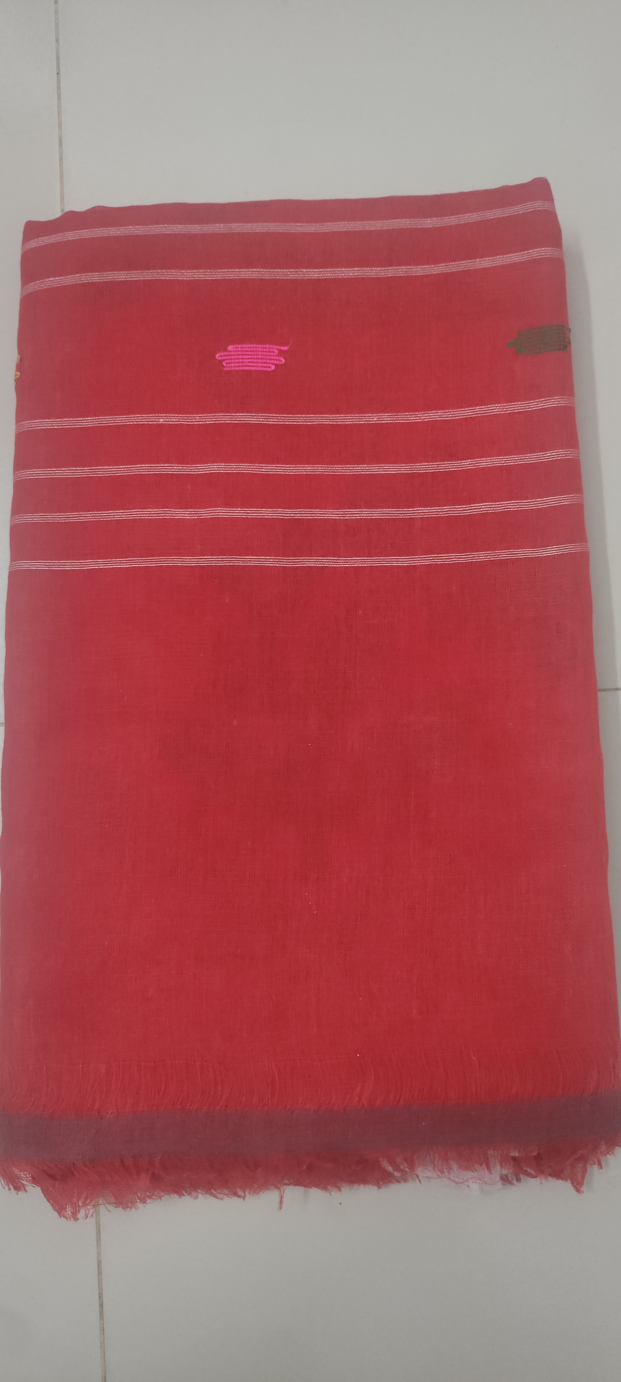 Coral Red / Tomato Red Monipuri Saree