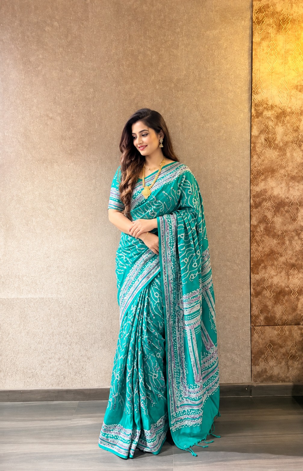 Emerald Green Tie-Dye Saree