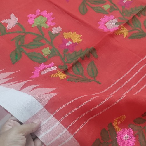 Coral Red / Tomato Red Monipuri Saree