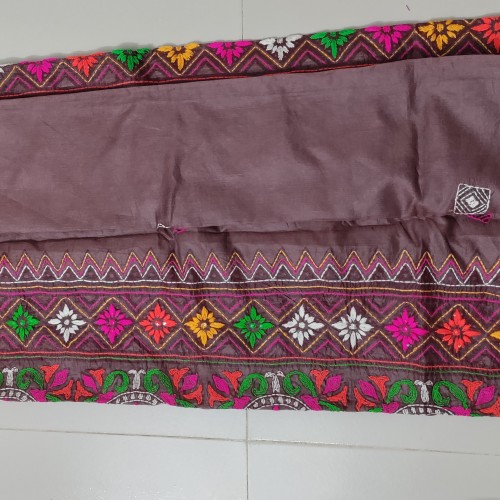 Chocolate Brown Muslin Saree