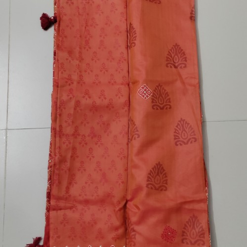 Coral Orange / Peach Orange Muslin Saree
