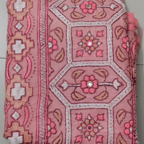 Pastel Pink Muslin Saree
