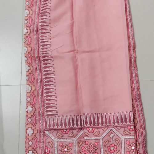 Pastel Pink Muslin Saree