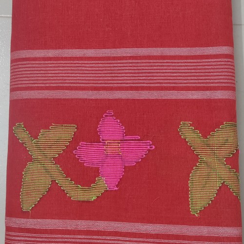 Rose Red with Hot Pink Monipuri Saree