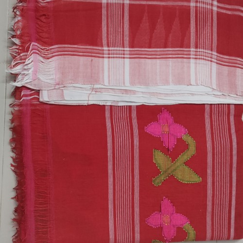 Rose Red with Hot Pink Monipuri Saree