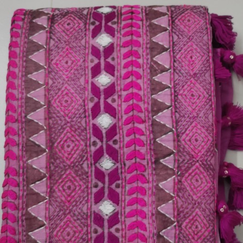 Magenta Pink Muslin Saree