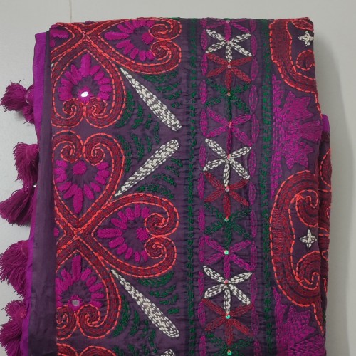 Deep Purple Muslin Saree