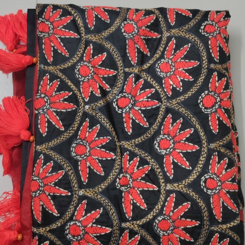 Deep Black Muslin Saree