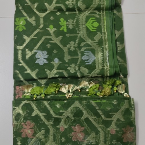 Bottle Green Jamdani Saree