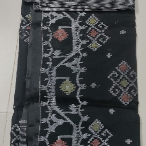 Charcoal Black Jamdani Saree