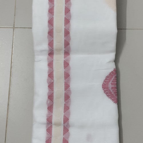 Classic White-Red Cotton Saree
