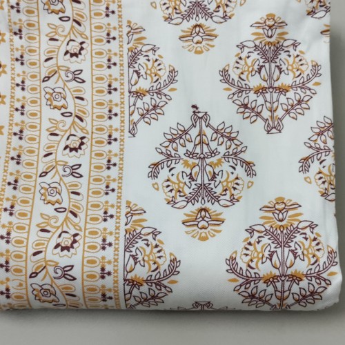 White &amp;amp;amp; Golden Brown Floral Bedcover with Pillow Covers