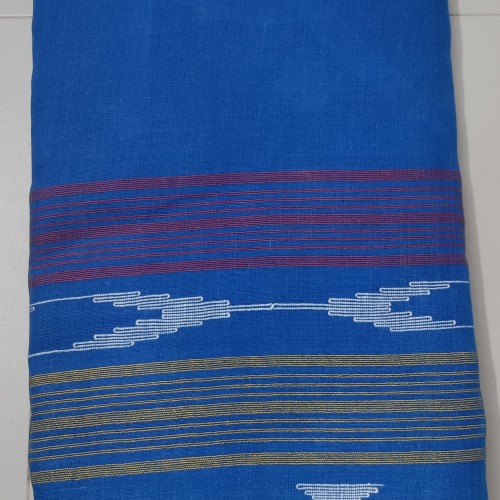 Royal Blue with White Weaving Motif Monipuri Saree