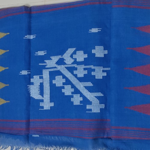 Royal Blue with White Weaving Motif Monipuri Saree
