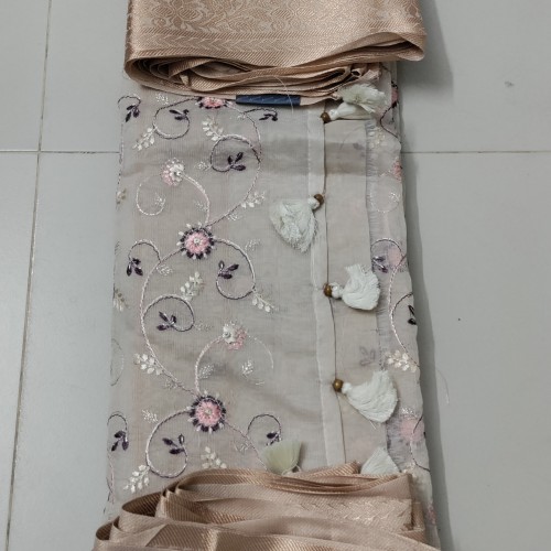 Champagne Beige Silk Saree