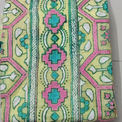 Pastel Lemon Yellow Muslin Saree