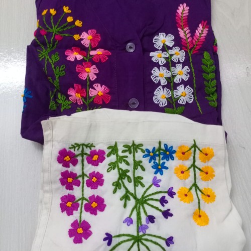 Royal Purple Multicolor floral embroidery