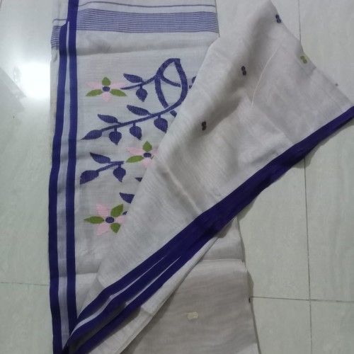 Ivory Bloom Cotton Saree