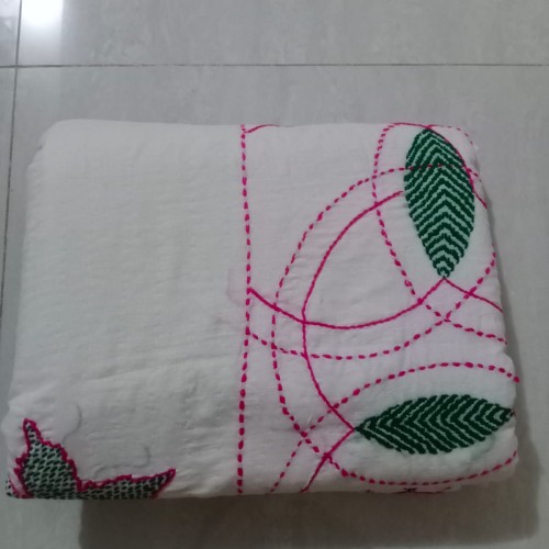 Emerald Leaves Nakshi Kantha