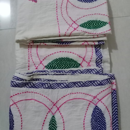 Emerald Leaves Nakshi Kantha