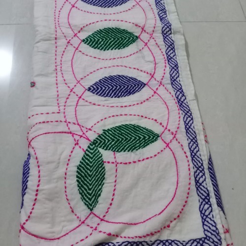 Emerald Leaves Nakshi Kantha