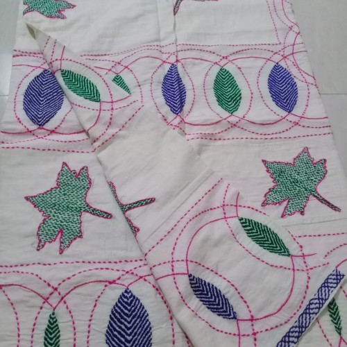 Emerald Leaves Nakshi Kantha