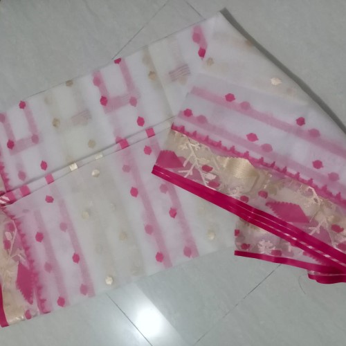 Pink Blossom Jamdani Saree