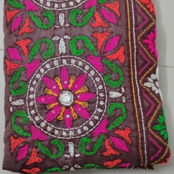 Chocolate Brown Muslin Saree