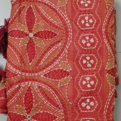 Coral Orange / Peach Orange Muslin Saree