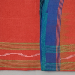 Deep Coral Orange Monipuri Saree