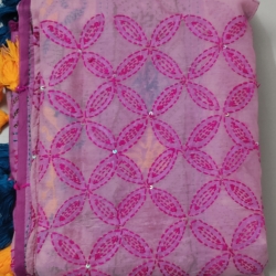 Baby Pink Muslin Saree