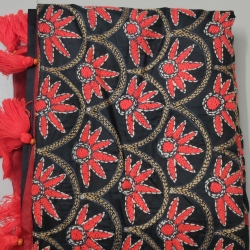 Deep Black Muslin Saree